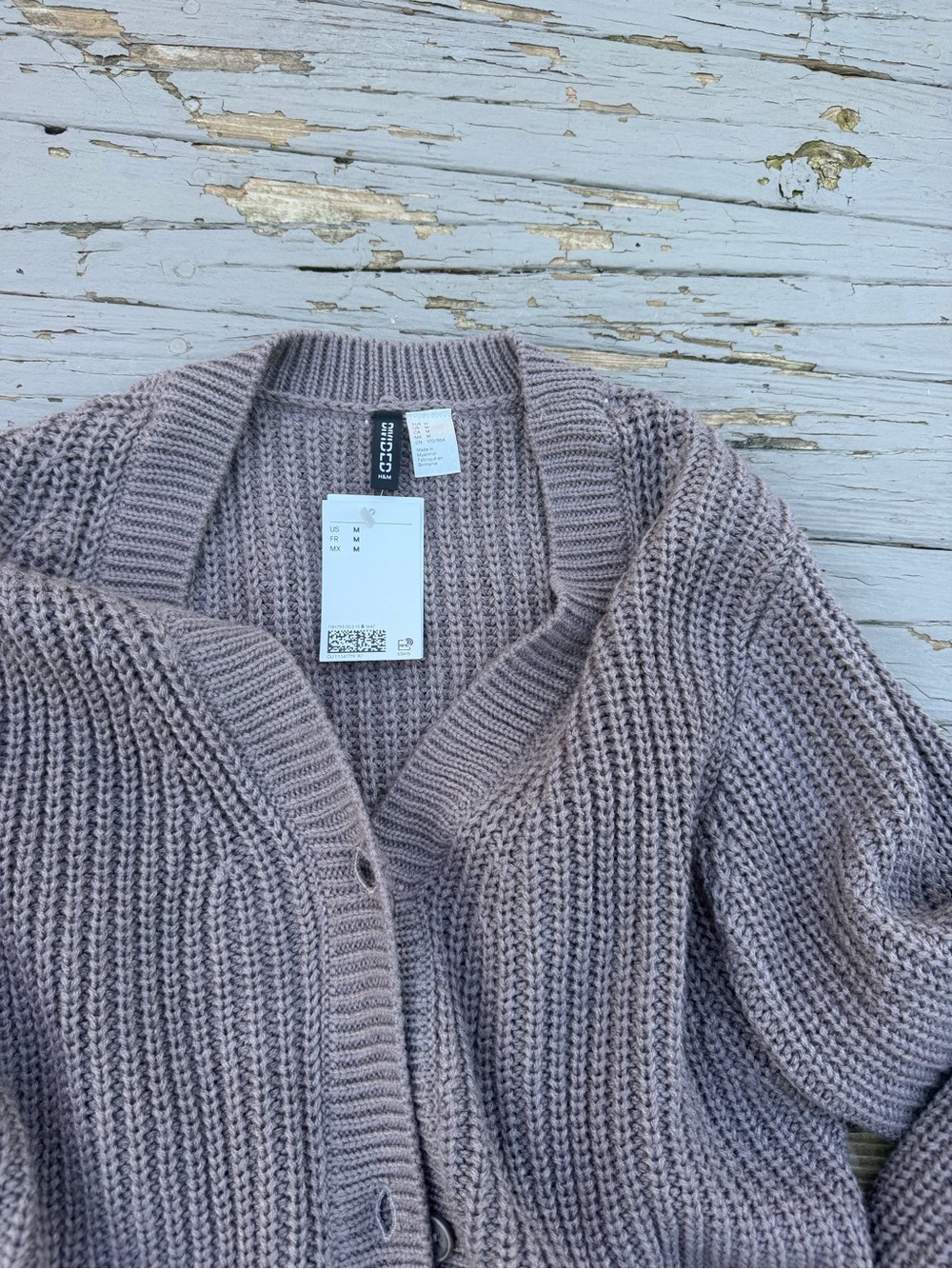 H&M Taupe Ribbed Button-Front Cardigan - Picture 6 of 8